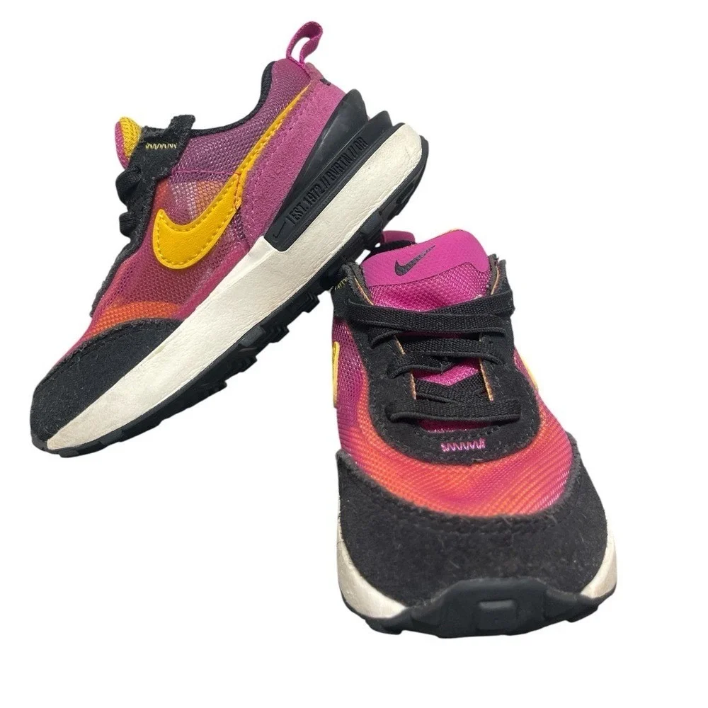 Nike Waffle One Toddler Shoes Size 7C Fuchsia Gold DC0479-600 Mesh Suede Sneaker